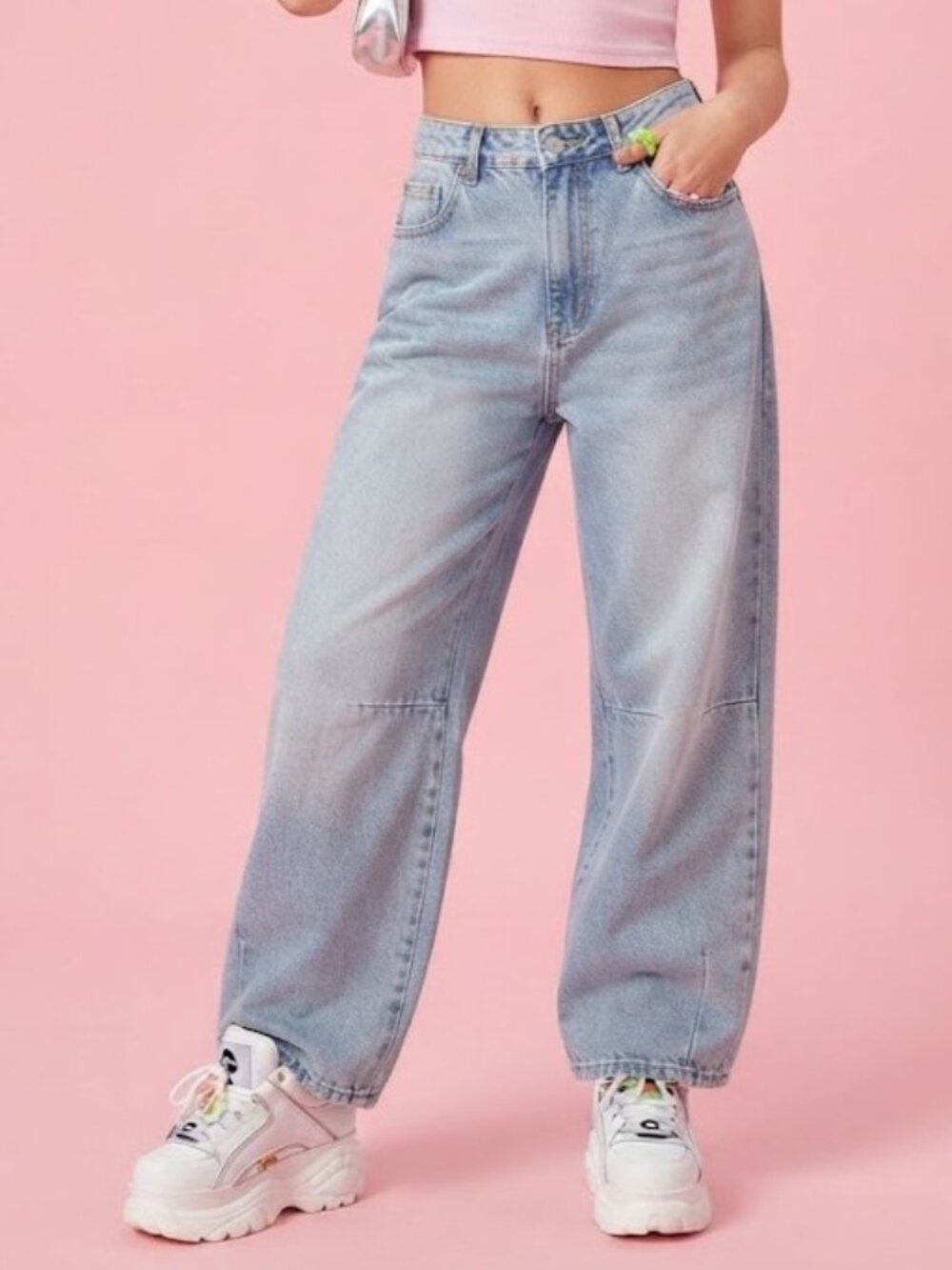 Zara Light Blue Baggy Wide-Leg Jeans